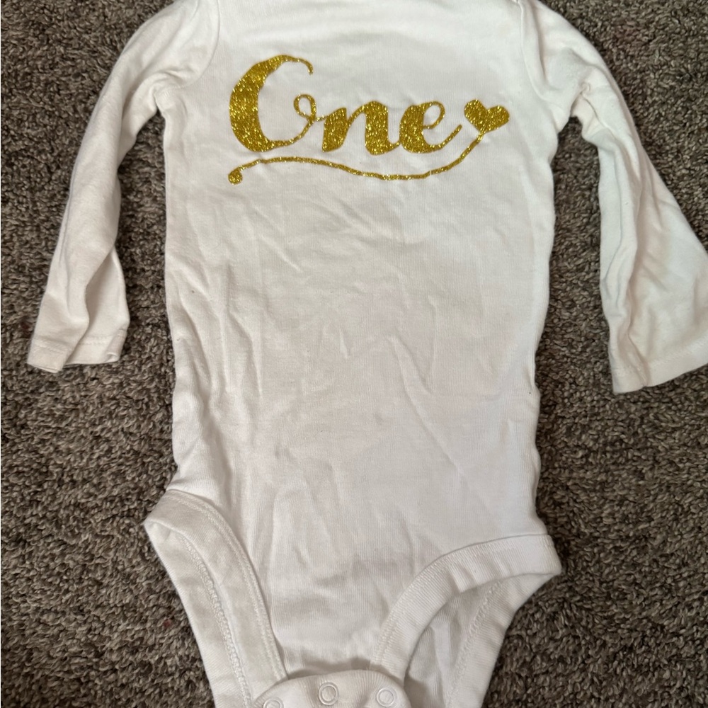 Carter's White and Gold Glitter Bodysuit